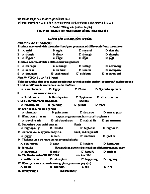 Đề thi tuyển sinh lớp 10 THPT chuyên Lương Thế Vinh môn Tiếng Anh (Chuyên) - Sở giáo dục và đào tạo Đồng Nai